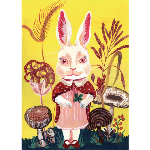 NL - Print Rabbit & Mushroom with wooden frame