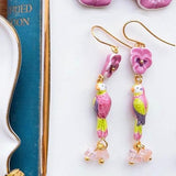 NB - J643 Figs and Flowers Parrot Pendant earrings