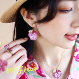NB - J654 Figs and Flowers Butterfly on Pansy earrings