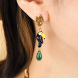 NB - J675 Toucan & Jade Earrings - Sawadee