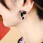 NB - J693 Black Elephant Face Stud Earrings - Sawadee