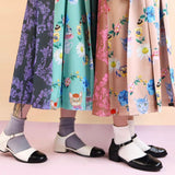 NL - SSMR-23-18 Stitching Print Pleated Skirt