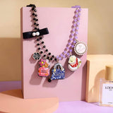 TM - MUS3589 Cakes, bags and perfume bottles necklace