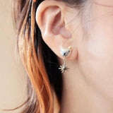 NB - J821 Polar Bear Head and gold star pendant earrings - Arctique