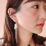 NB - J804 White Owl with Fringes earrings - Esprit Libre P1