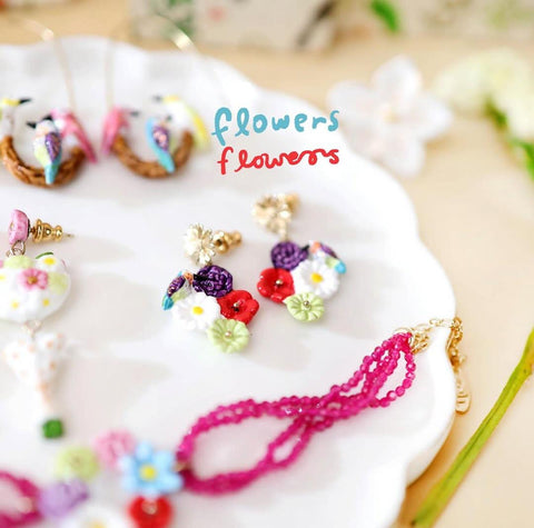 NB - J871 Flower crown pendant earrings - Flower SS25