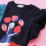 252% - 2522501 Print Cotton Ruffle Sleeve Tee