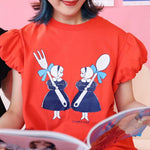 252% - 2522501 Print Cotton Ruffle Sleeve Tee