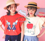 252% - 2522501 Print Cotton Ruffle Sleeve Tee