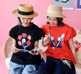 252% - 2522501 Print Cotton Ruffle Sleeve Tee