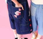 252% - 2522502 Embroidered Pattern Denim Short Pants