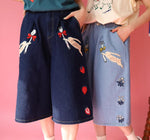 252% - 2522502 Embroidered Pattern Denim Short Pants