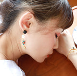 NB - J536 Pendants Bee-Eater Bird and Flowers earrings