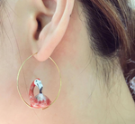 NB - J057 Earrings Flamingo with Baby