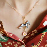 NB - U248 Zebra Carousel & Flower necklace