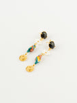NB - J536 Pendants Bee-Eater Bird and Flowers earrings