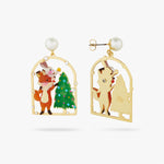 N2 - AQSP118 Christmas tree, rabbit and fox clip-on earrings