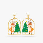 N2 - AQSP118 Christmas tree, rabbit and fox clip-on earrings