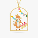 N2 - AQPP306 Fox, cake and Bunting pendant necklace